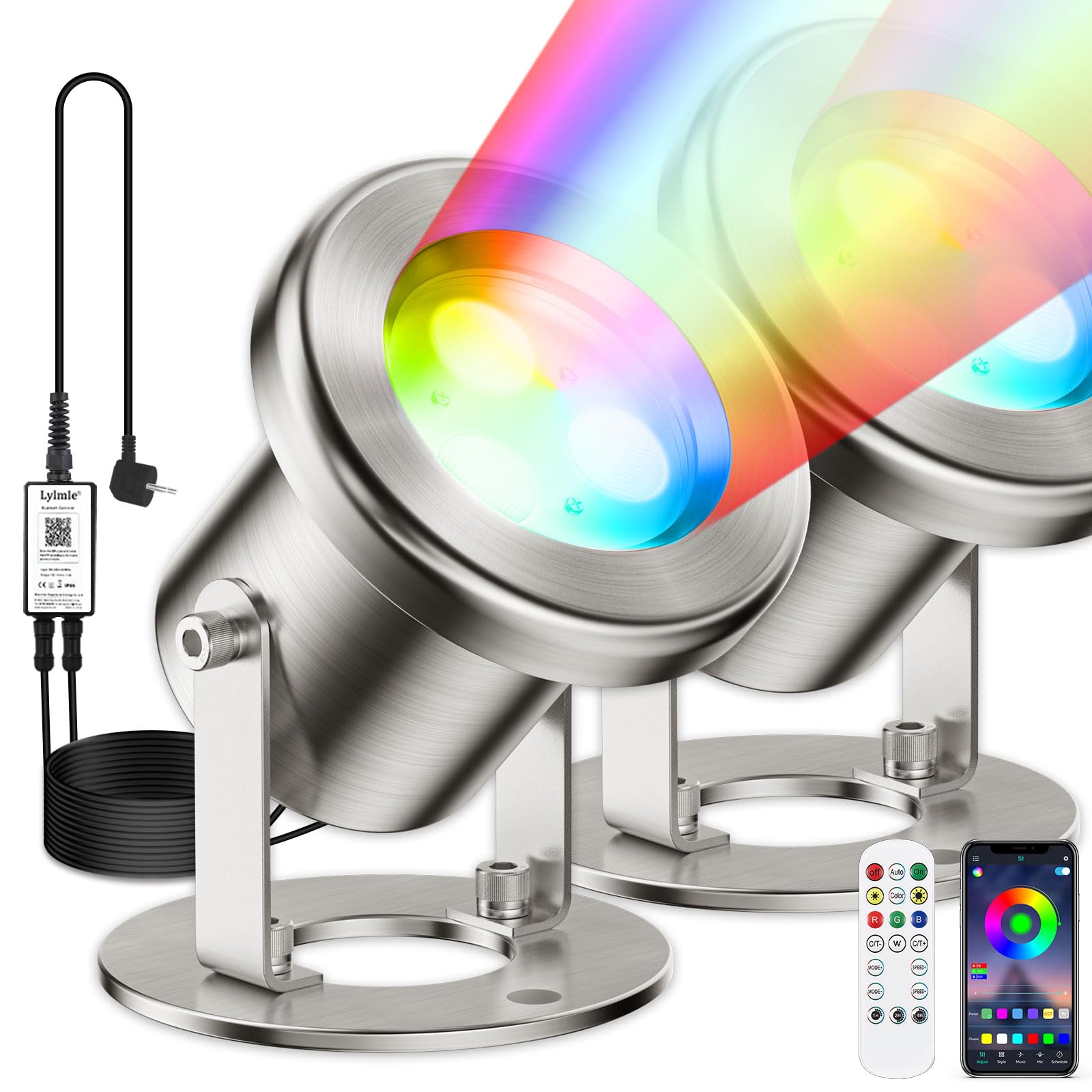 LyLmLe LED Teichbeleuchtung 6W RGB mit APP-Steuerung – IP68 Unterwasserleuchte für Teiche