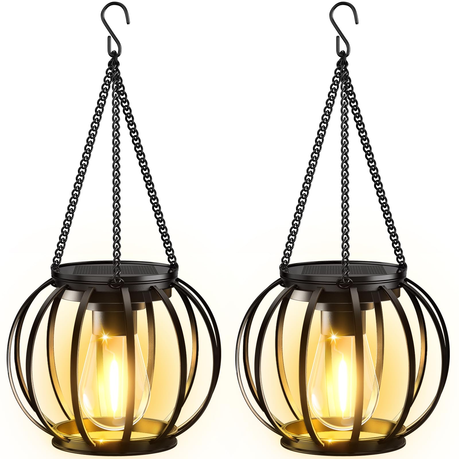 BUCASA Hängende Solarlampen 2er Set – IP65 Wasserdichte LED Laternen für Garten & Terrasse
