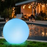 Omdekor Solar-Kugelleuchte 30cm RGB – Dimmbare Gartenleuchte IP66 mit Fernbedienung