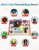 TOP BRIGHT Montessori Busy Board Feuerwehrwagen mit LED – Motorikspielzeug für Kinder ab 3 Jahren – Bild 4