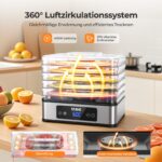 YASHE Dörrautomat mit 5 Edelstahl-Gittern – 400W Dörrgerät mit Timer & Temperaturregelung – Bild 4