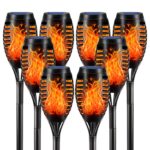 LQWELL Solarfackeln 8er Set mit 12 LED – Flammeneffekt Gartenbeleuchtung IP65 wasserdicht