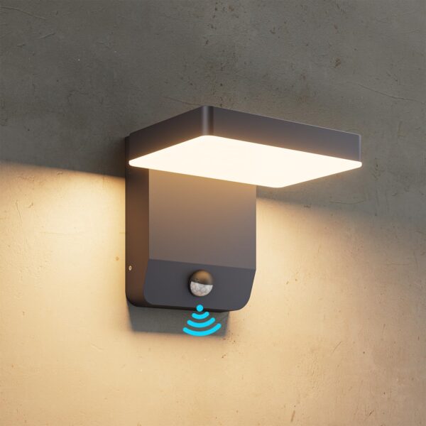 K-Bright 20W LED-Aussenleuchte mit Bewegungsmelder – IP65 Wandlampe Anthrazit für Garten & Haustür