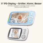 BOIFUN Babyphone mit 2 Kameras, 5" IPS Monitor & 360° PTZ – Ohne WLAN, Nachtsicht, Zwei-Wege-Audio – Bild 5