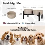 Erhöhter Hundenapf Set PTOBER – Doppelnapf Keramik mit Edelstahlständer für kleine & mittlere Hunde – Bild 2