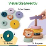 Merle Toys® Holz Stapelturm Löwe ab 1 Jahr – Montessori Lernspielzeug mit FSC-Holz – Bild 3
