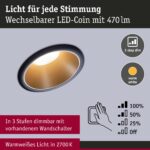 Paulmann Cole Coin Einbaustrahler 3-Stufen Dimmbar – LED Deckenleuchte Schwarz/Gold – Bild 3