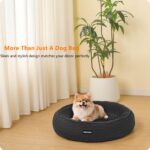 HMTOPE Hundebett Ø60cm Dunkelgrau – Rundes Donut-Design mit Angstabbau für kleine Hunde – Bild 2