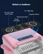 Upstreman Eiswürfelmaschine BI12-Rosa – 12 kg/Tag, 2 Eisgrößen, Selbstreinigend & Tragbar – Bild 4