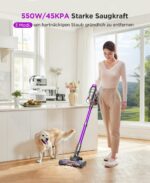 Dunifah Akku-Staubsauger 45 kPa mit Anti-Tangle-Bürste & LED – Kabellos für Tierhaare – Bild 2