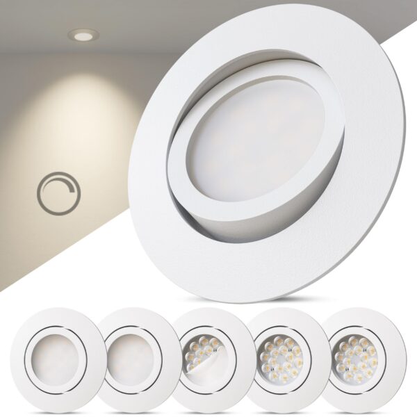 Scandinavian home Lysea 6er Set LED Einbaustrahler 230V Dimmbar – Warmweiss 3000K für Badezimmer