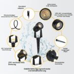 Svater LED Gartenstrahler 4er Set IP65 – 600lm Warmweiss Gartenleuchten mit Erdspiss – Bild 3