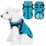 Savlot Hundemantel mit Fleecefutter & integriertem Geschirr – Wasserdichte Winterjacke für Hunde