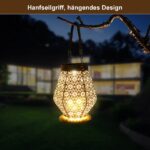 2er Set OUILA LED Solarlaterne – IP65 Wasserdicht Gartendeko für Balkon & Terrasse – Bild 5
