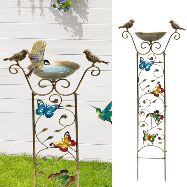 Fyeme Vogeltränke 105cm Stehend mit Schmetterling Design – Vogelbad & Kletterhilfe für Garten