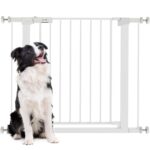 PawHut Türschutzgitter 76–97 cm Stahl – Treppengitter ohne Bohren für Haustiere