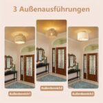 KUOP Deckenleuchte Ø32cm mit Rattan Lampenschirm – Vintage Boho für Wohnzimmer – Bild 3