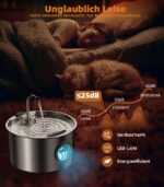 UPAWPIA 3.2L Katzenbrunnen Edelstahl mit 8 Filtern – Ultra leise Trinkbrunnen für Katzen – Bild 5