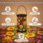 Eznaobo Sonnenblumen Solar Laterne – Farbenfrohe Gartenbeleuchtung IP65 wasserdicht – Bild 3
