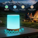 Auxmir LED Nachttischlampe Dimmbar mit Fernbedienung – 3000mAh USB-Akku, 13 Farben, 5 Modi – Bild 6