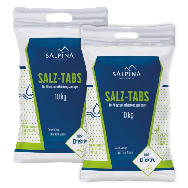 2 x 10 kg SALPINA Salztabletten – Regeneriersalz 99,9% NaCl für Wasserenthärtungsanlagen