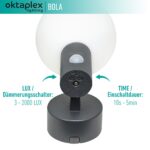 Oktaplex Bola LED Außenlampe mit Bewegungsmelder – 1600 lm, IP65, 360° Ausleuchtung – Bild 3