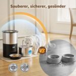 VOUAAOOD 2-in-1 Katzenbrunnen & Futterautomat Edelstahl – 5L & 2,2L mit Timer – Bild 3