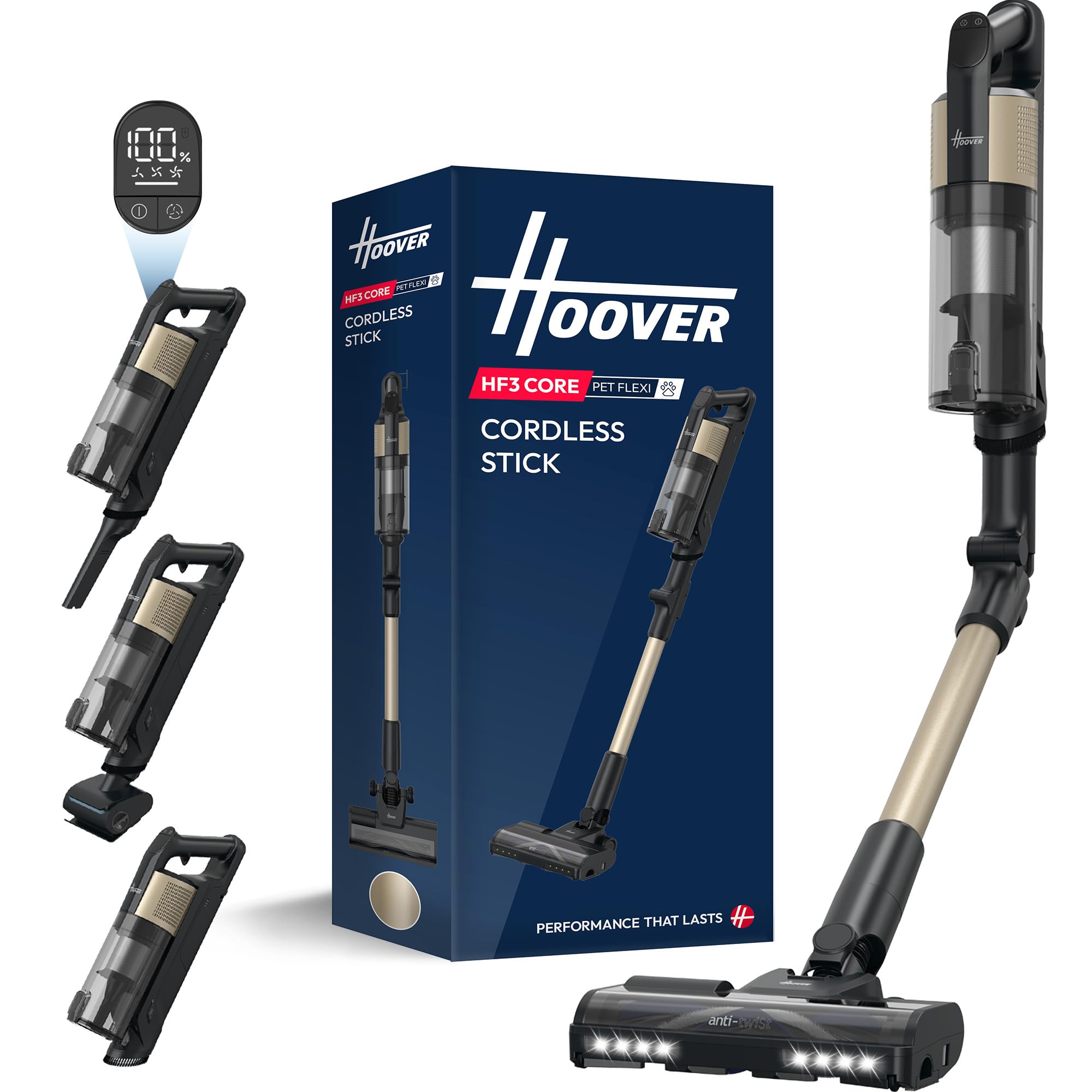 Hoover HF3 CORE Pet Kabelloser Akku-Staubsauger – 60 Min Laufzeit & Tierhaar-Düse