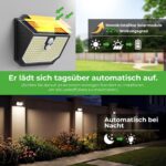 nipify 4er Set Solarlampen mit Bewegungsmelder – Warmweiss & IP65 wasserdicht für Aussen – Bild 2