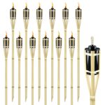 NAIZY Gartenfackeln 12er Set 90cm Bambusfackeln – Öllampen für Outdoor Garten & Deko