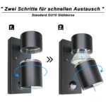 Wondlumi Außenleuchte mit Bewegungsmelder Schwarz – 5W GU10 LED IP44 für Terrasse & Garten – Bild 7