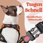 rabbitgoo Hundegeschirr L Orange – Anti-Zug mit 3 Schnallen für grosse Hunde – Bild 3
