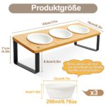 GUUSII HOME Erhöhter Katzennapf 3er Set – Ergonomische Futterstation aus Bambus & Keramik – Bild 2