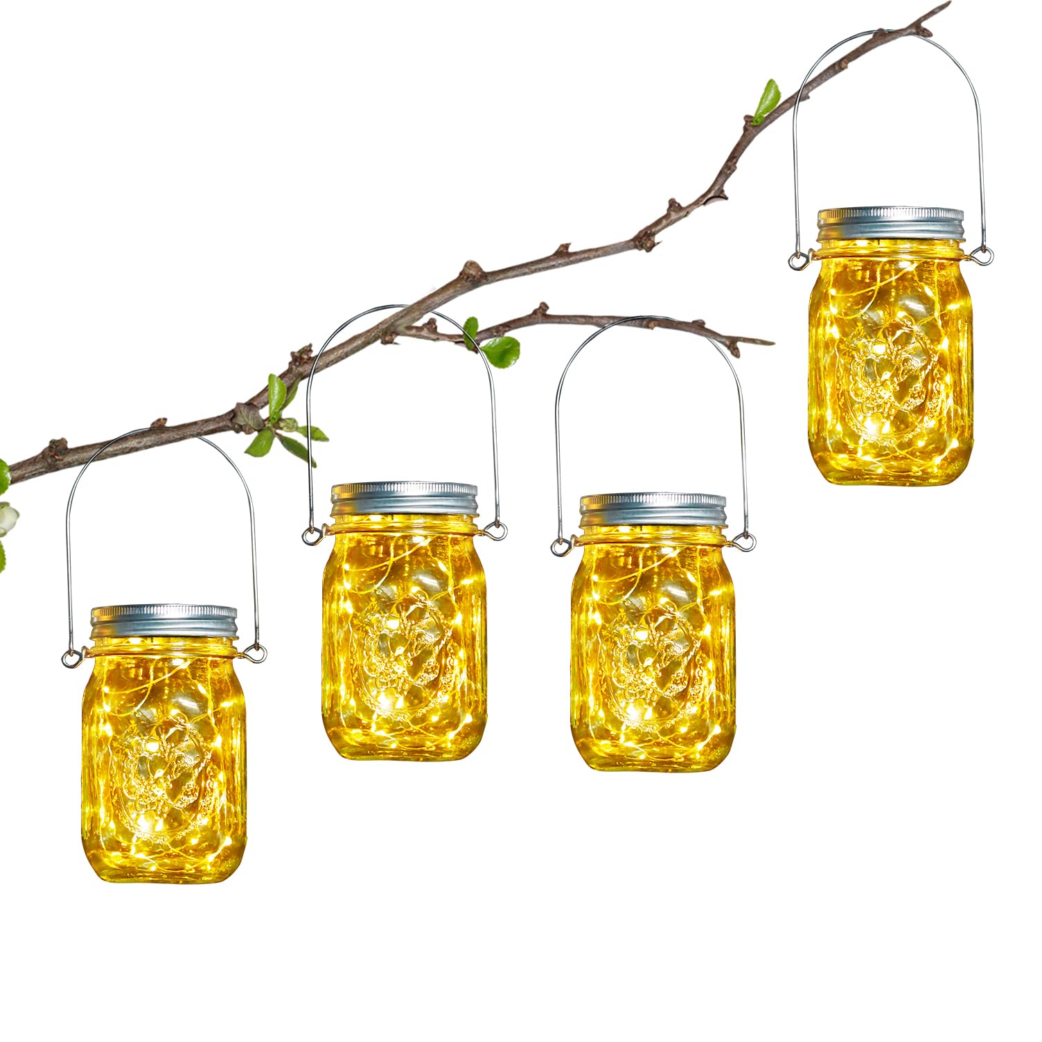 HOYIBO Solar Lichterkette 4er-Set mit 30 LEDs – IP65 Wasserdichte Gartenlaterne für Aussen