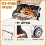 Labebe Lauflernwagen Holz mit Werkzeugbank – Montessori Spielzeug für Kleinkinder 1-3 Jahre – Bild 5