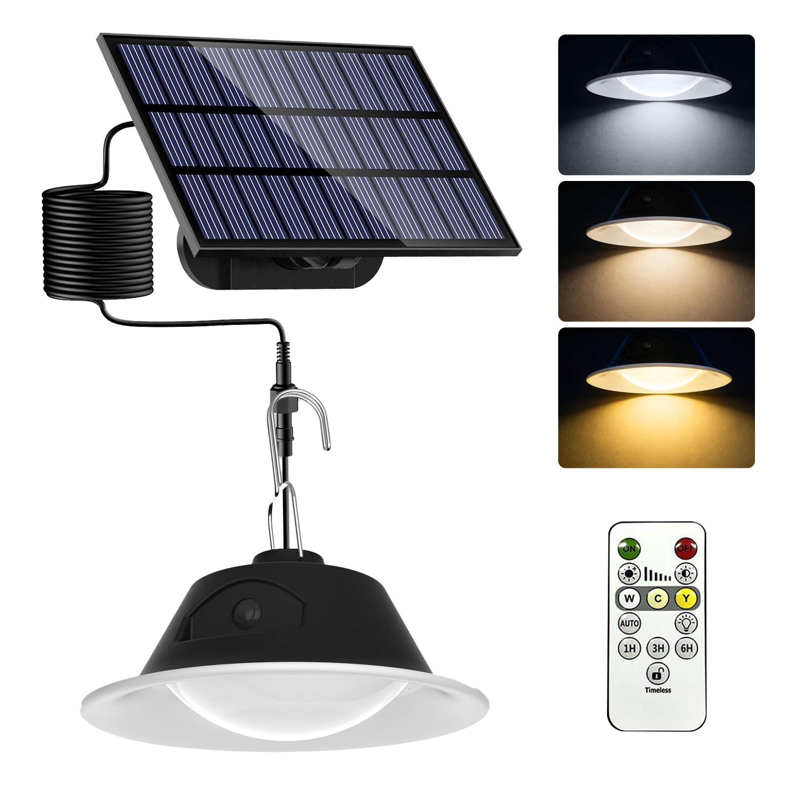 Artrastar Solar-Hängelampe mit Fernbedienung – Dimmbar, 3 Farbtemperaturen, IP65 für Garten & Terrasse