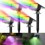kolpop 4er Set RGB Solar Strahler – 7 Farbmodi, 800 LM, IP65 wasserdicht für Garten