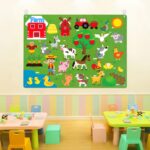 WATINC Montessori Filz-Spielbrett Bauernhof – 33-teiliges Lernspielzeug für Kleinkinder – Bild 4