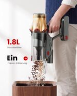 Bitybird Akku Staubsauger 55 kPa/650W – 70 Min Laufzeit, kabellos mit LED Display – Bild 8