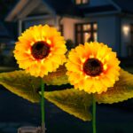 SCNNC Solar Sonnenblume 2er Set – LED Gartenleuchte mit Automatik für Balkon & Terrasse
