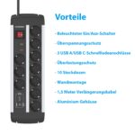 UCOMEN 10-fach Steckdosenleiste mit USB-C PD 20W – TÜV/GS zertifiziert für Büro & Home Office – Bild 3