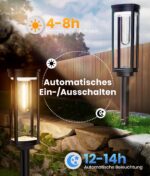TRANSGUANG Solar-Gartenleuchte 4er Set, Warmweiss IP65 – LED-Wegbeleuchtung mit Auto-Sensor für Garten – Bild 4