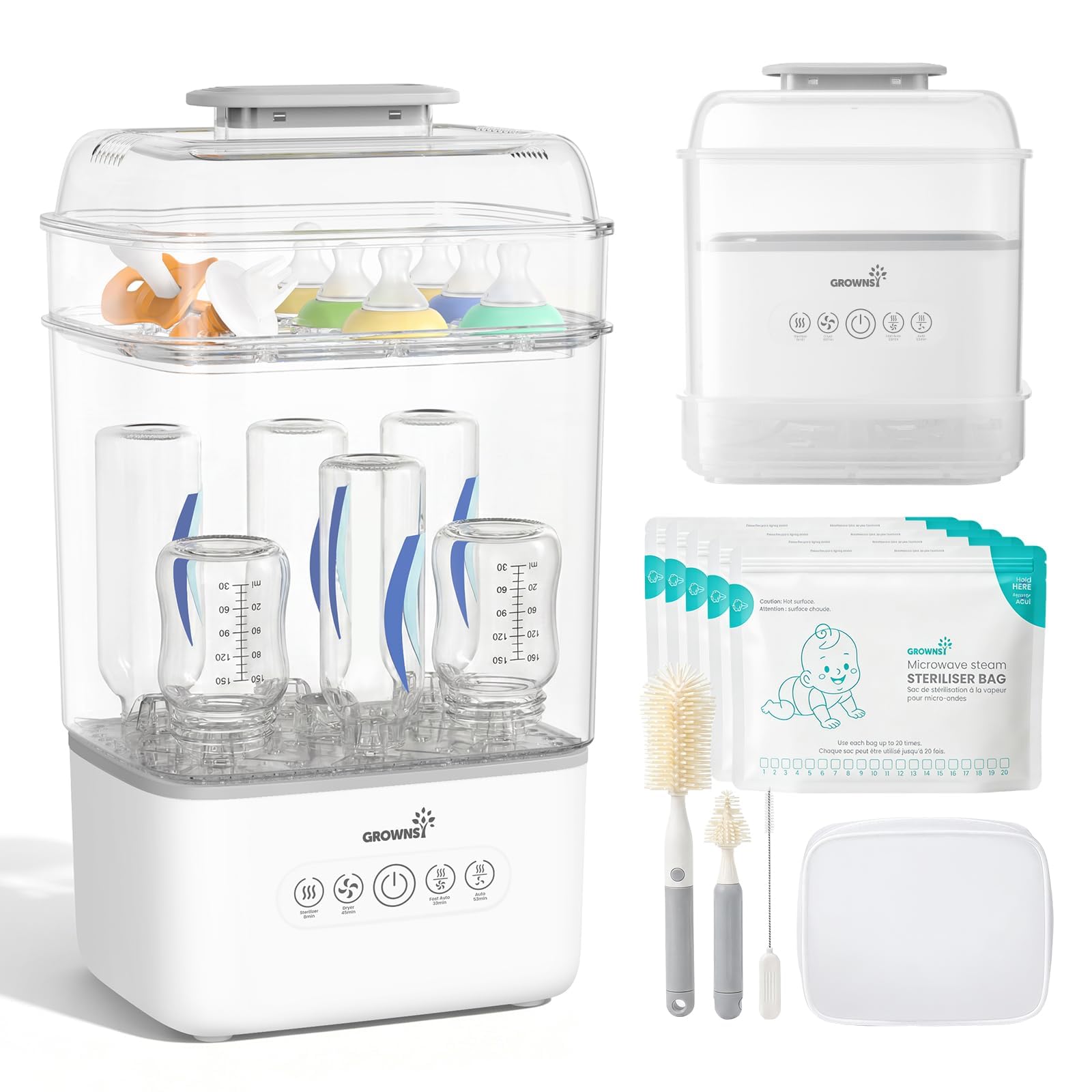 Grownsy 5-in-1 Dampfsterilisator & Trockner – 6-8 Flaschen in 8 Min. für Babys