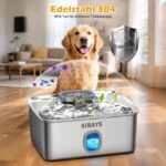 SIBAYS 15L Edelstahl Trinkbrunnen für Hunde & Katzen – Ultra-leise Wasserschale mit LED & 5-stufiger Filterung – Bild 4
