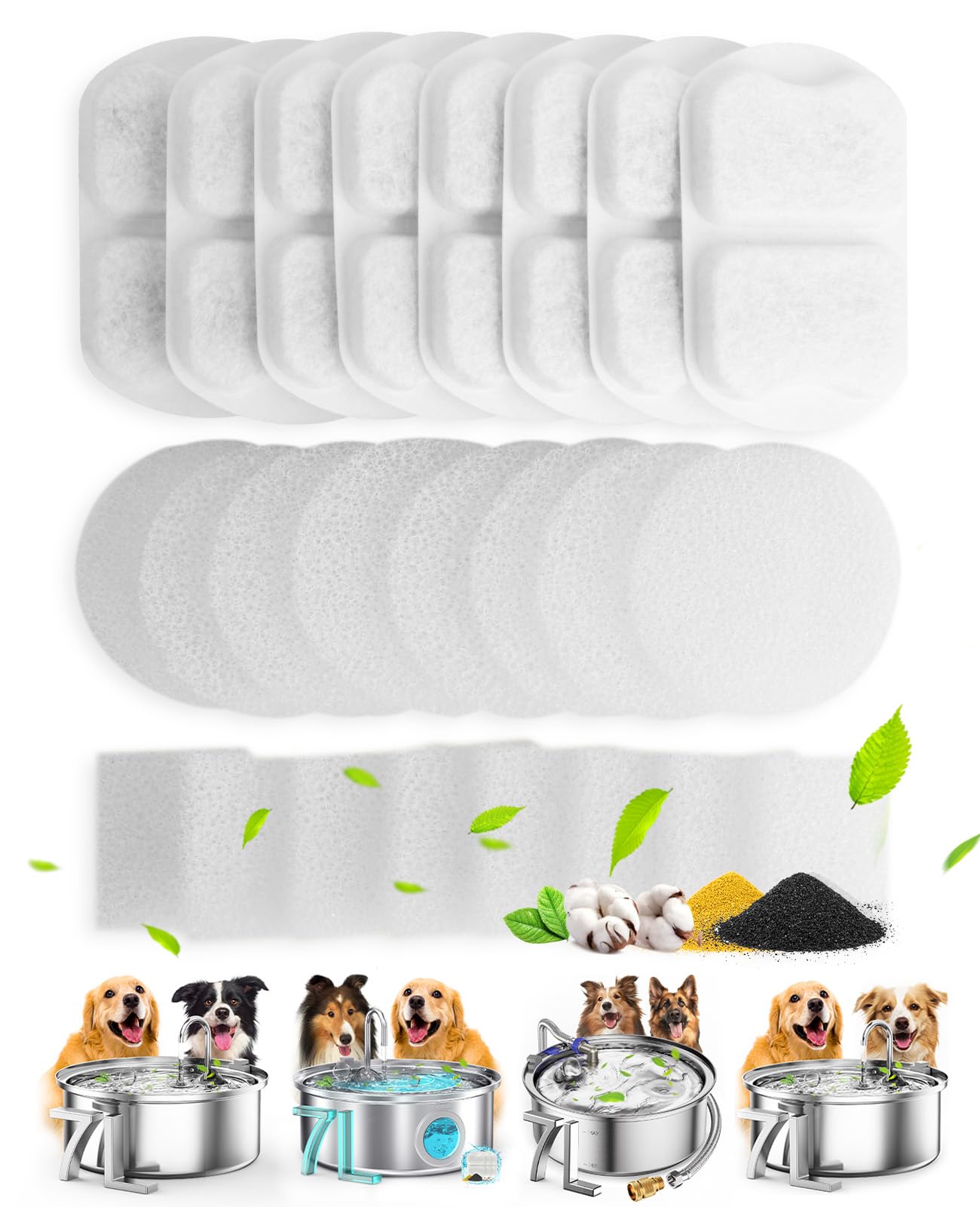 oneisall 8er-Pack Ersatzfilter für 7L Hundebrunnen – Aktivkohle-Filtersystem für Hunde & Katzen