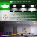 DetarZinLED Deckenlampe 30cm RGB Dimmbar – LED Deckenleuchte mit Fernbedienung für Badezimmer – Bild 3