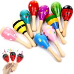 behone Mini Holz Maracas 12er Set – Farbenfrohe Holzrasseln für Kinder & Schulen