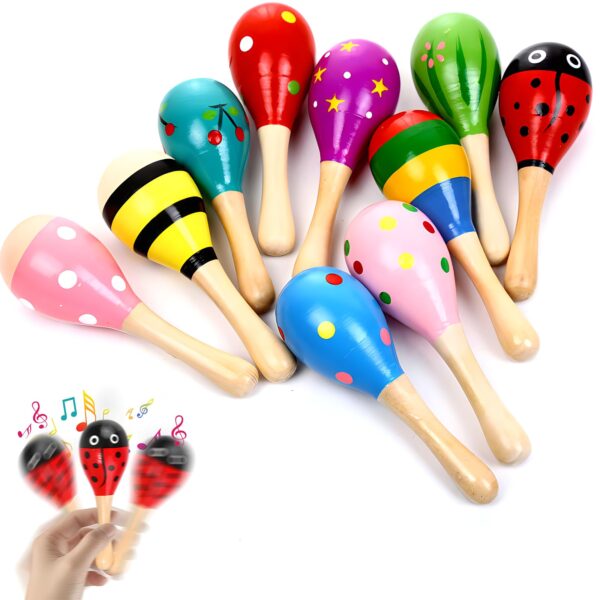 behone Mini Holz Maracas 12er Set – Farbenfrohe Holzrasseln für Kinder & Schulen