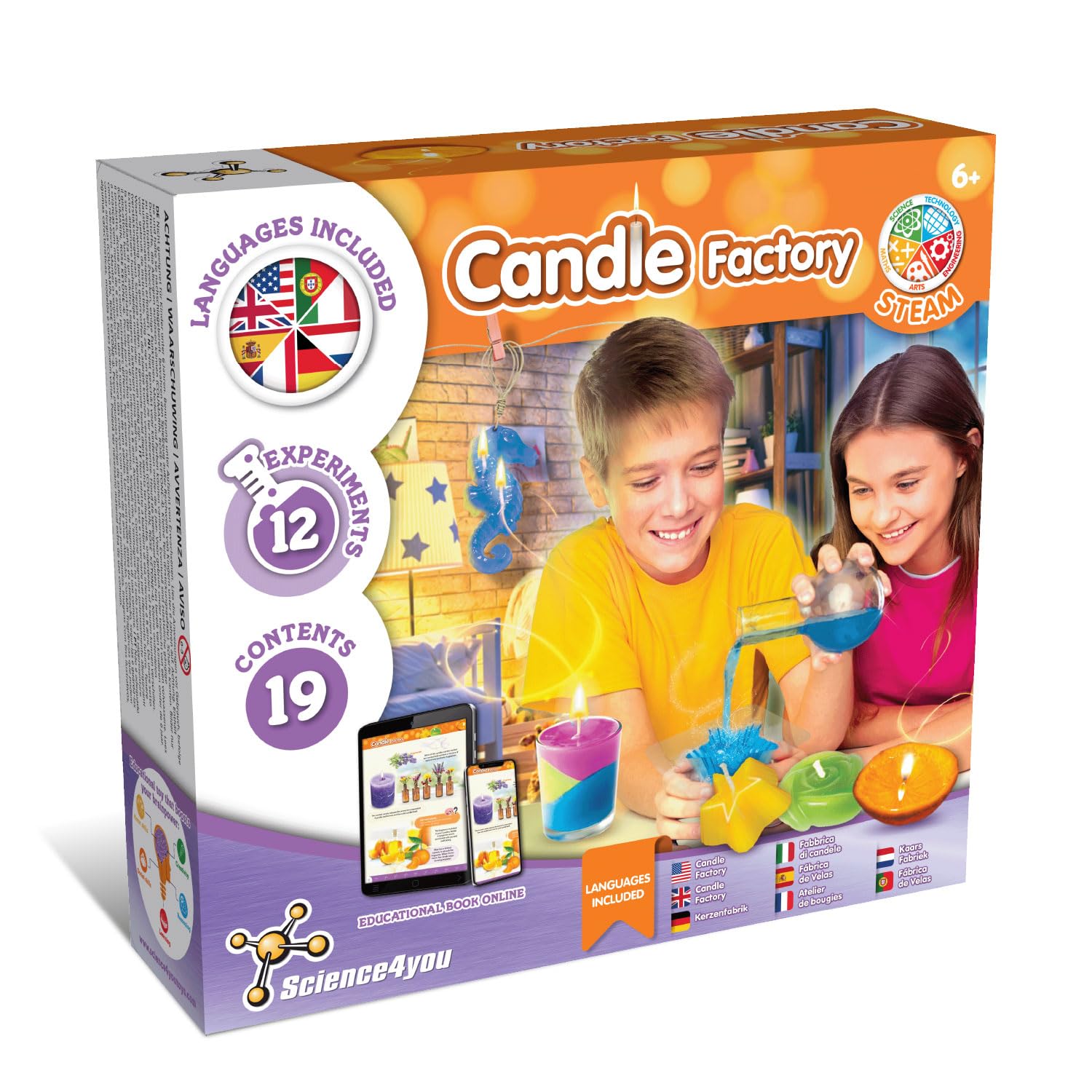 Science4you Kerzen Atelier – Kerzen selber machen Set mit 12 Experimenten für Kinder ab 8