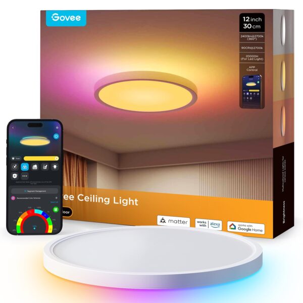 Govee RGBIC Deckenleuchte 24W Ø30cm – Smart LED Deckenlampe mit 16M Farben für Wohnzimmer